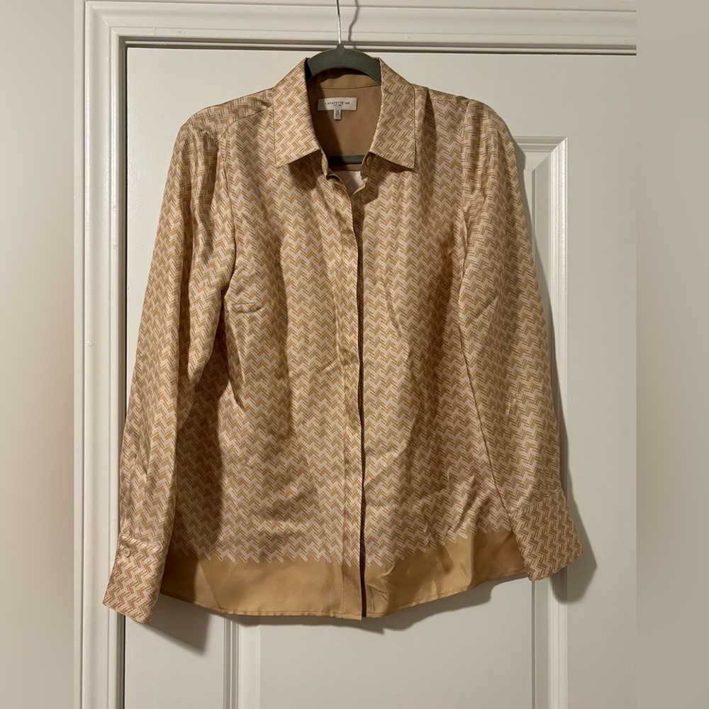 Lafayette 148 New York Women’s 100% Silk Button Up Blouse Size Small